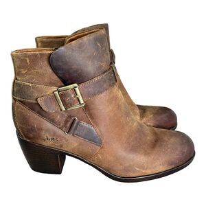 Brown Leather Ankle Boot with Buckle